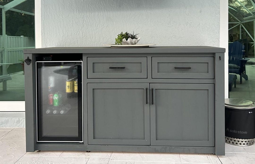 Outdoor Beverage Bar With Mini-fridge: Weatherproof Patio Cabinet