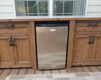 Outdoor Beverage Bar With Mini-fridge: Weatherproof Patio Cabinet