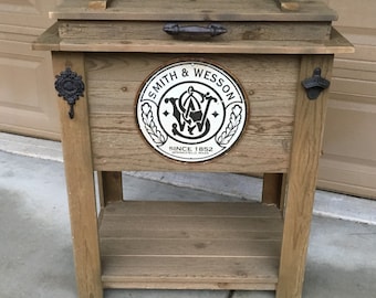 FREE SHIPPING on Rustic and Football Themed Wooden Coolers are Great for a Man Cave, Outdoor Bar, Graduation, Birthday or Christmas Gift