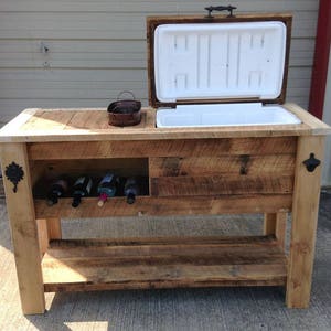 FREE SHIPPING Reclaimed Wood Bar Cart OR Cedar Cooler Cabinet for Indoor or Outdoor Living Patio, Porch, Pool or Man Caves image 3