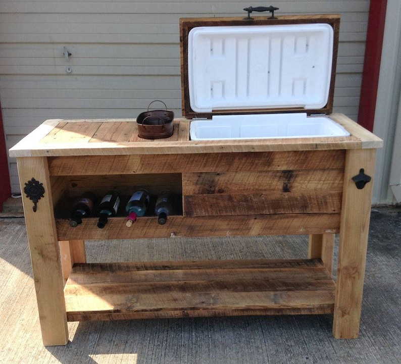 FREE SHIPPING Reclaimed Wood Bar Cart OR Cedar Cooler Cabinet for Indoor or Outdoor Living Patio, Porch, Pool or Man Caves image 3