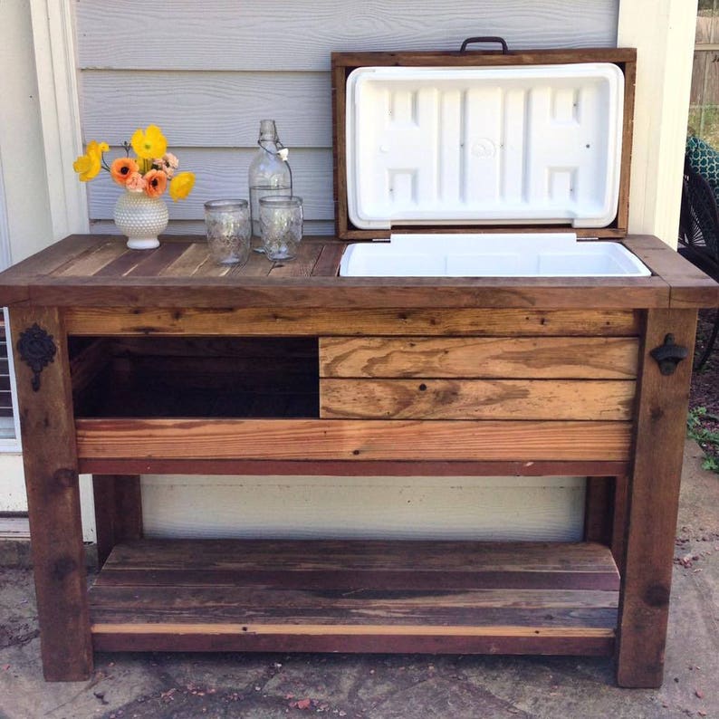 FREE SHIPPING Reclaimed Wood Bar Cart OR Cedar Cooler Cabinet for Indoor or Outdoor Living Patio, Porch, Pool or Man Caves image 1