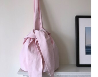Pink cotton beach bag, Oversized pink handbag, Washed cotton tote bag, Beach bag, Soft slouchy bag, kawaii shoulder bag, Handmade Summer bag