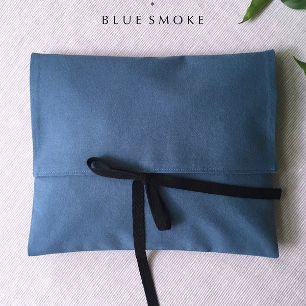 Unisex Travel Lingerie Bag / Smokey Blue Underwear Pouch / Cotton Overnight Case / Magazine and Book Sleeve / Something Blue Lingerie Bag