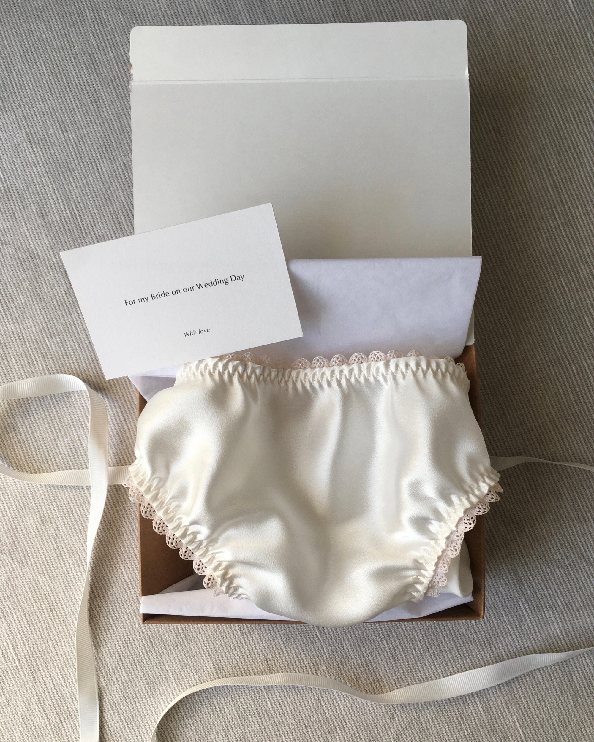 Bridal Silk Panties Gift Box White Wedding Lingerie Ivory Etsy Canada