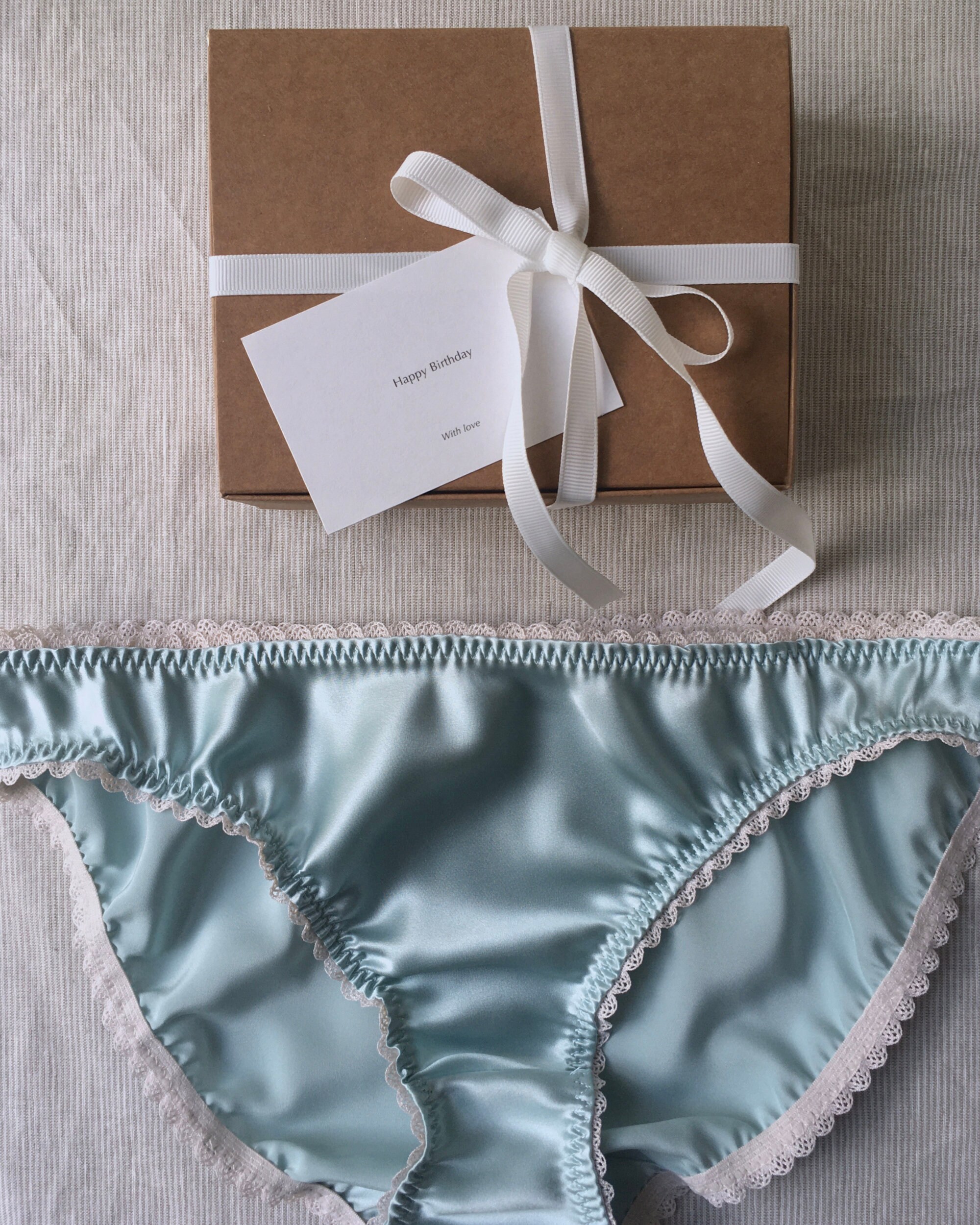 Womens Silk Panties Gift Box Light Blue Satin Knickers Duck Etsy