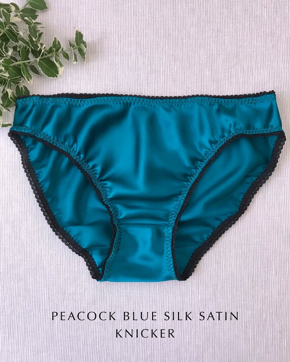 Blue Silk Panties Sea Green Satin Knicker Peacock Blue Pantie