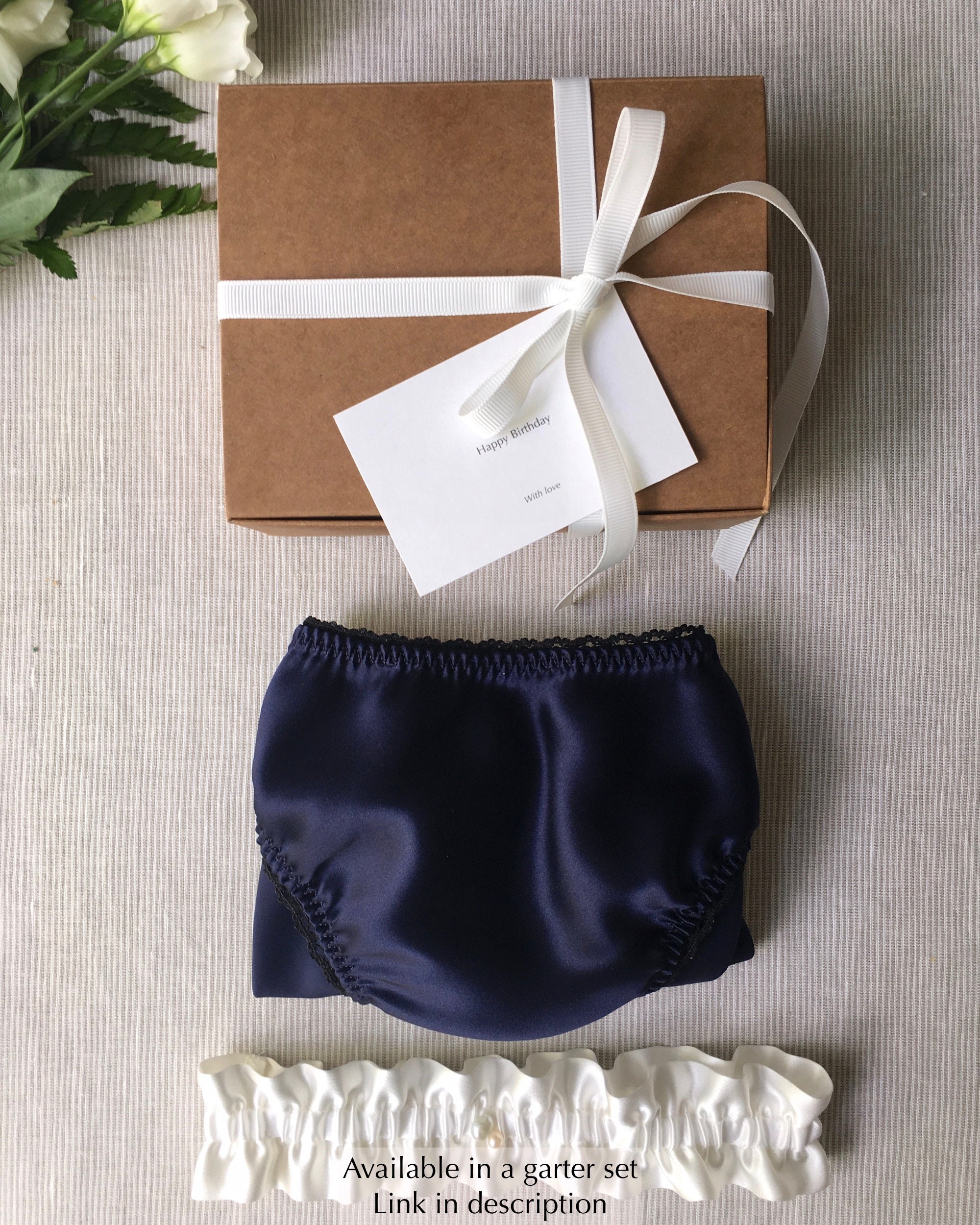 Womens Silk Panties Gift Box Navy Blue Satin Knickers Etsy
