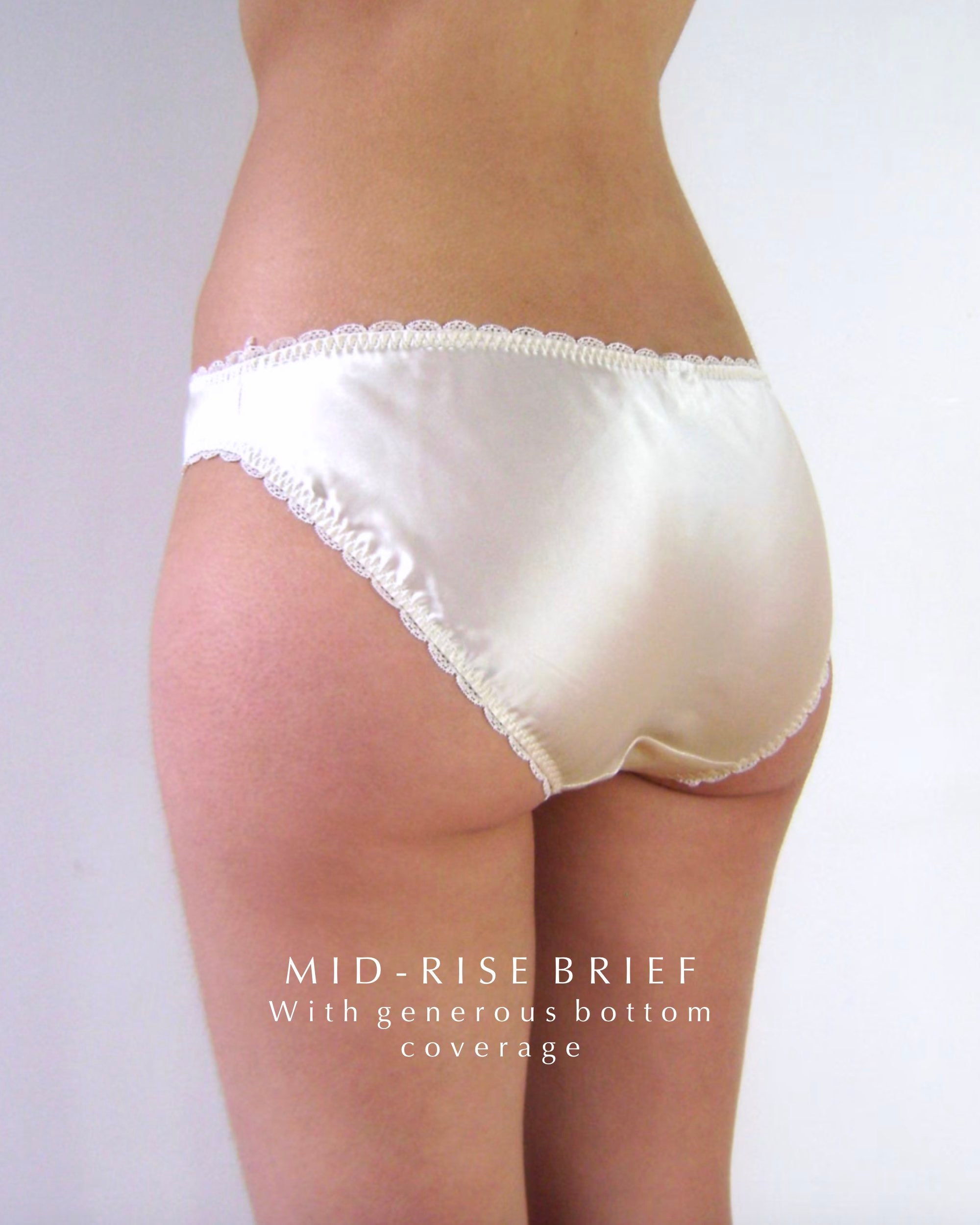 Womens Satin Panties Gift Box, Ivory Silk Knickers, Low Rise