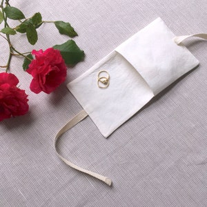Custodia per gioielli da viaggio, borsa per fedi nuziali, bianco avorio, di klclondon, rotolo di gioielli in cotone, orecchini, anelli, collane, braccialetti per le vacanze, portaoggetti