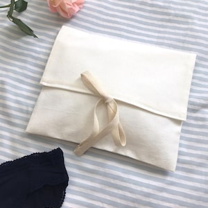 Mini Lingerie Travel Bag – Ivory White Handmade Cotton Gift for Women, Perfect for Organizing Intimates & Weekend Getaways, Travel Gift