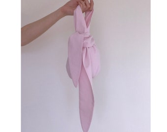 Cute pink handbag, Small pink handbag, Washed cotton tote bag, Cute wrist bag, Soft slouchy bag, kawaii mini handbag, Handmade evening bag