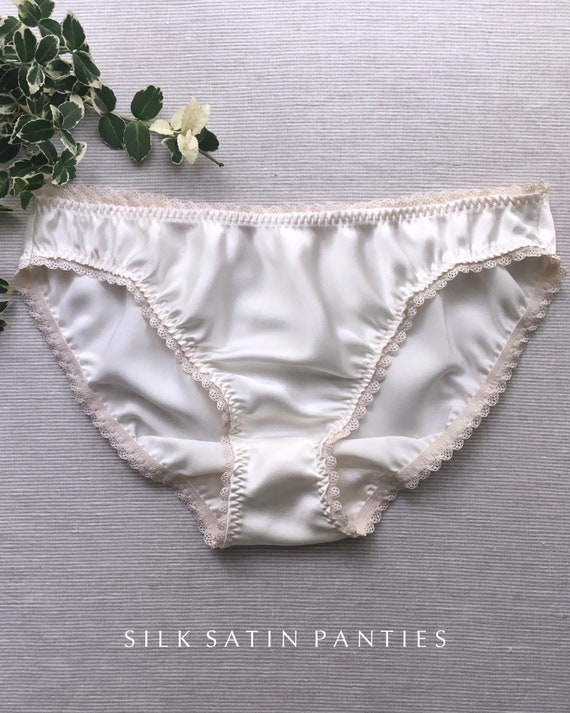 Womens Satin Panties Gift Box, Ivory Silk Knickers, Low Rise