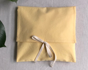 Lemon Cotton lingerie bag, Vegan Underwear bag, Bride lingerie bag, Lingerie travel bag, Travel pouch, Pyjama case, Lingerie gift bag