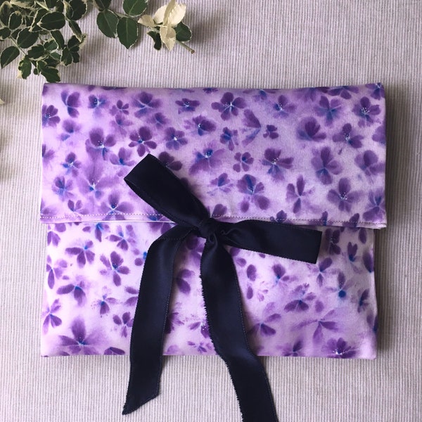 Silk Travel Lingerie Bag / Lavenders Blue Bridal Garment Bag / Purple Gift for Bridesmaid / Silk Pajama Case / Travel Gift for Her