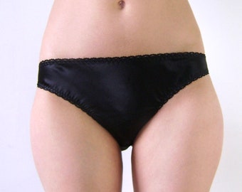 Womens Pure Silk Panties / Black Satin Panties / Silky Knickers / Luxury Underwear / Knickers Women