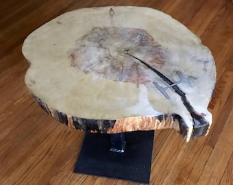 Live Edge Coffee Table of Box Elder Wood, Live Edge Table, End Table, Wood End Table, Slab Wood