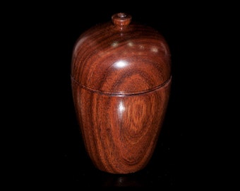 Turned wooden box with lid, (2 and a half inches tall), exotic hardwood