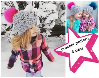 Alexa Sparkles Beanie Häkelanleitung, Häkelanleitung, Kleinkind Mütze, Erwachsene Mütze, Wintermütze, Bommelmütze, gehäkelte Bommelmütze