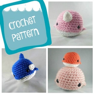 3 in 1 whale amigurumi pattern, narwhal amigurumi, orca amigurumi pattern, killer whale amigurumi pattern, crochet pattern, amigurumi whale