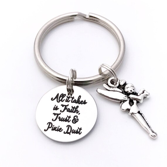 Disney Key Chain Disney Gift Faith Trust And Pixie Dust Etsy