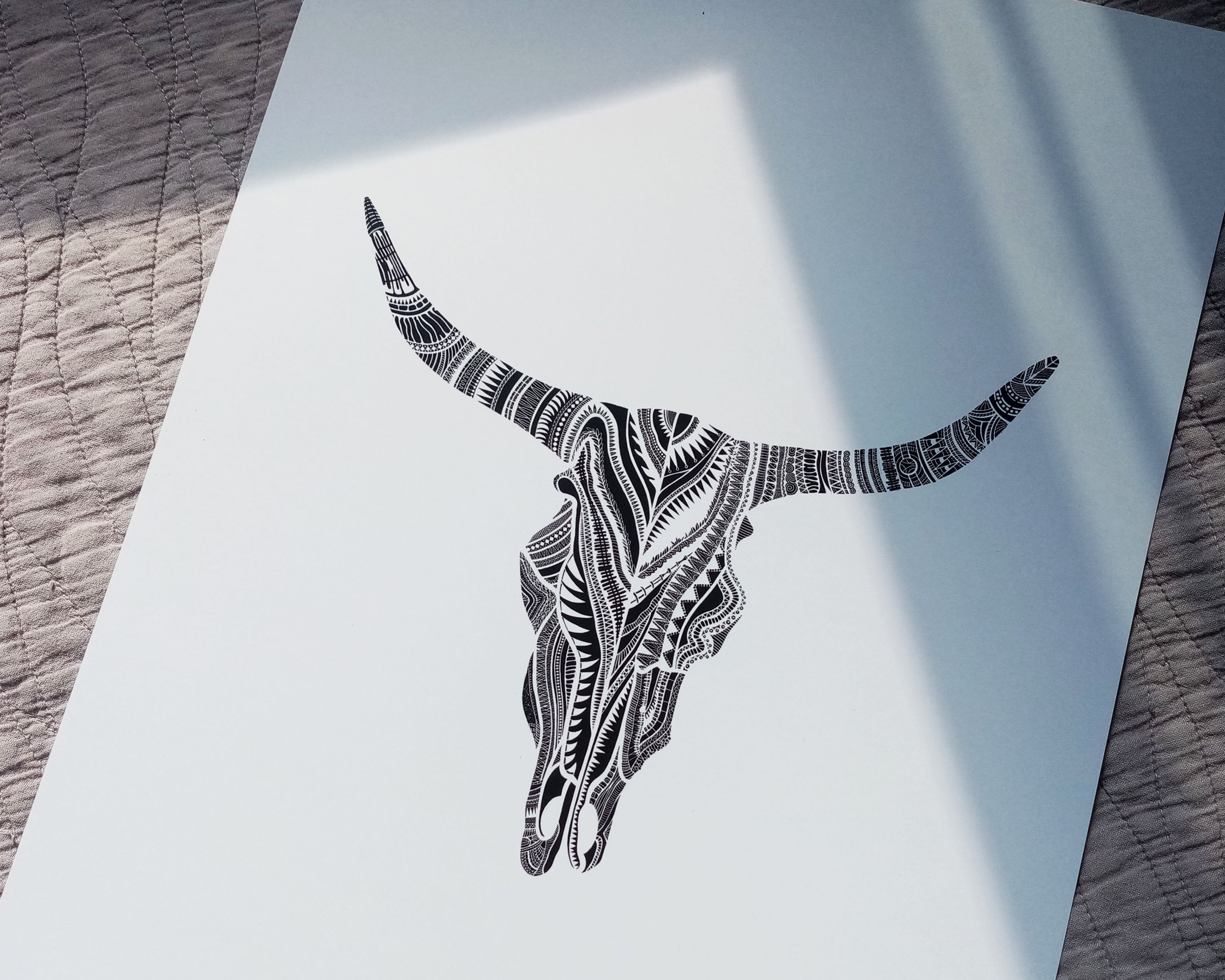 Highland Cow Skull Print | Etsy