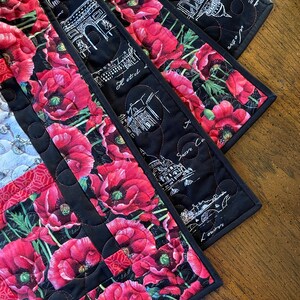 Poppy Paris Lap Quilt in Black White and Red, soft cotton fabric in French inspired fabrics image 6