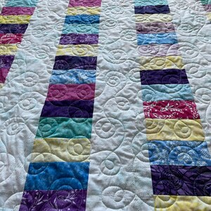 Stacked Coin Quilt Small Lap or baby size, Cotton fabric, handmade quilt for sale, 42 x 57 scrappy patchwork image 10