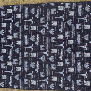 Poppy Paris Lap Quilt in Black White and Red, soft cotton fabric in French inspired fabrics image 10