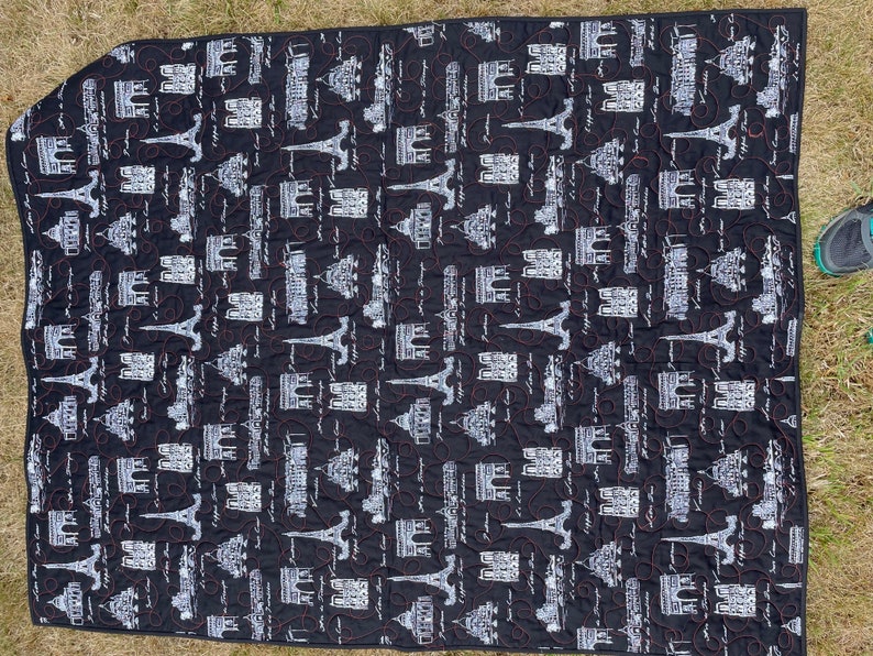 Poppy Paris Lap Quilt in Black White and Red, soft cotton fabric in French inspired fabrics image 10