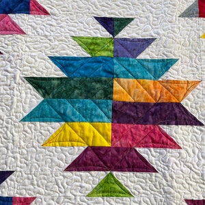 Rainbow Mountain Dawning lap quilt or small wallhanging in Rock Candy strips 48 by 48 image 7