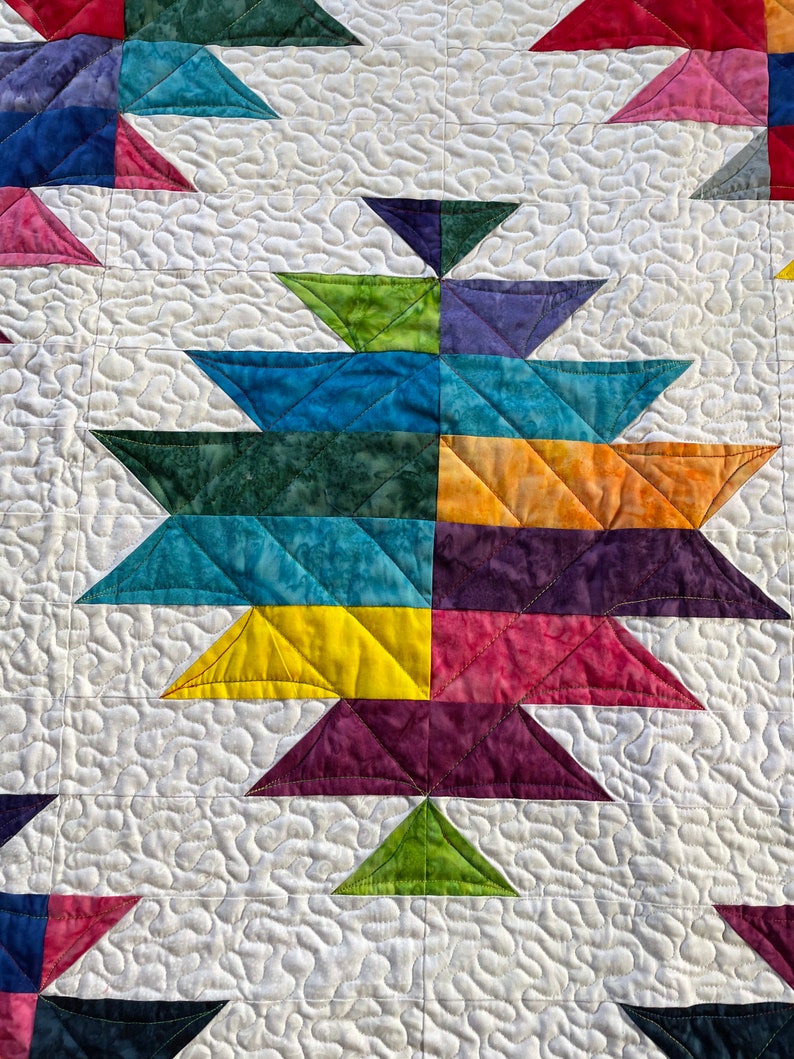 Rainbow Mountain Dawning lap quilt or small wallhanging in Rock Candy strips 48 by 48 image 7