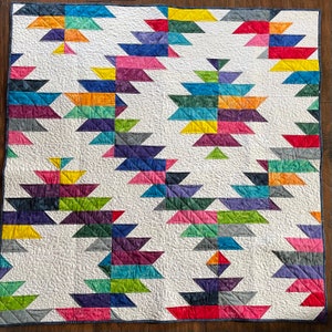 Rainbow Mountain Dawning lap quilt or small wallhanging in Rock Candy strips 48 by 48 image 3