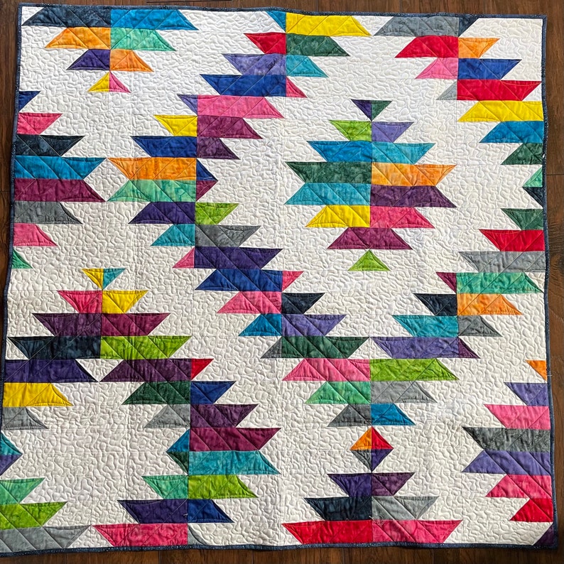 Rainbow Mountain Dawning lap quilt or small wallhanging in Rock Candy strips 48 by 48 image 3