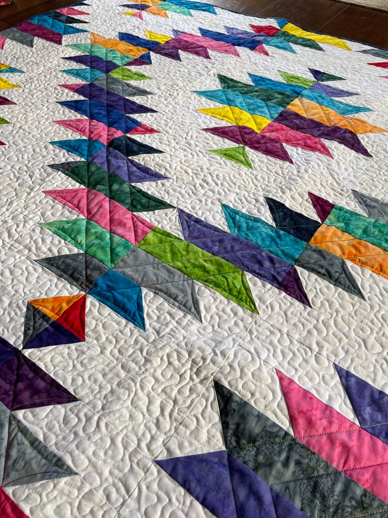 Rainbow Mountain Dawning lap quilt or small wallhanging in Rock Candy strips 48 by 48 image 2