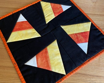 Candy Corn Twirl block quilt, small wallhanging or table topper