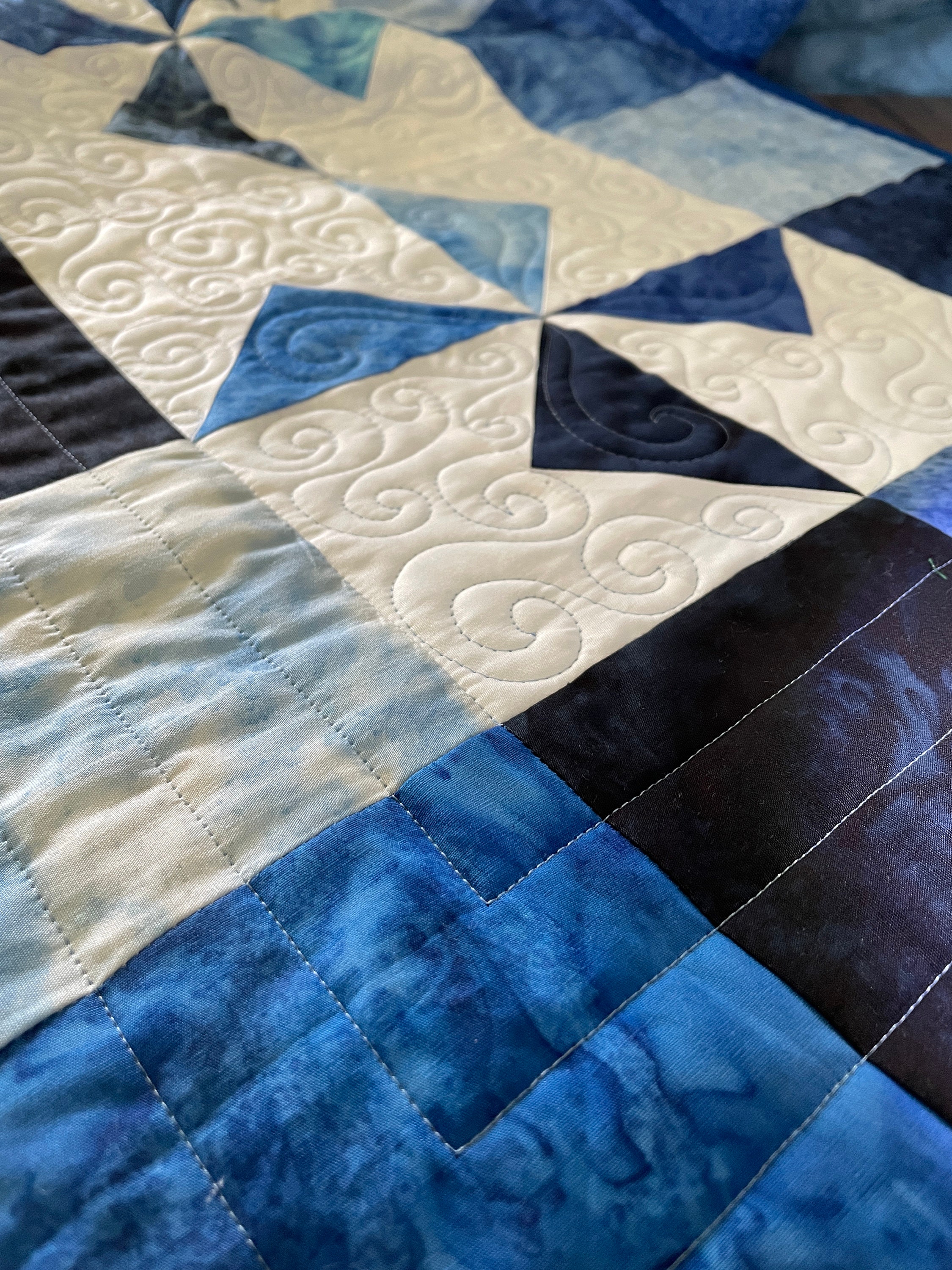 Batik Windmills Table Runner, Blue and White, 18 X 45 - Etsy
