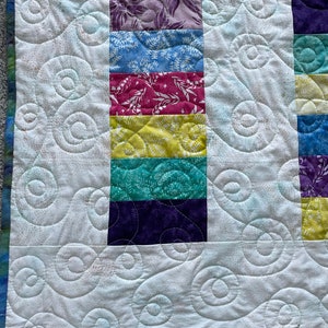 Stacked Coin Quilt Small Lap or baby size, Cotton fabric, handmade quilt for sale, 42 x 57 scrappy patchwork image 8