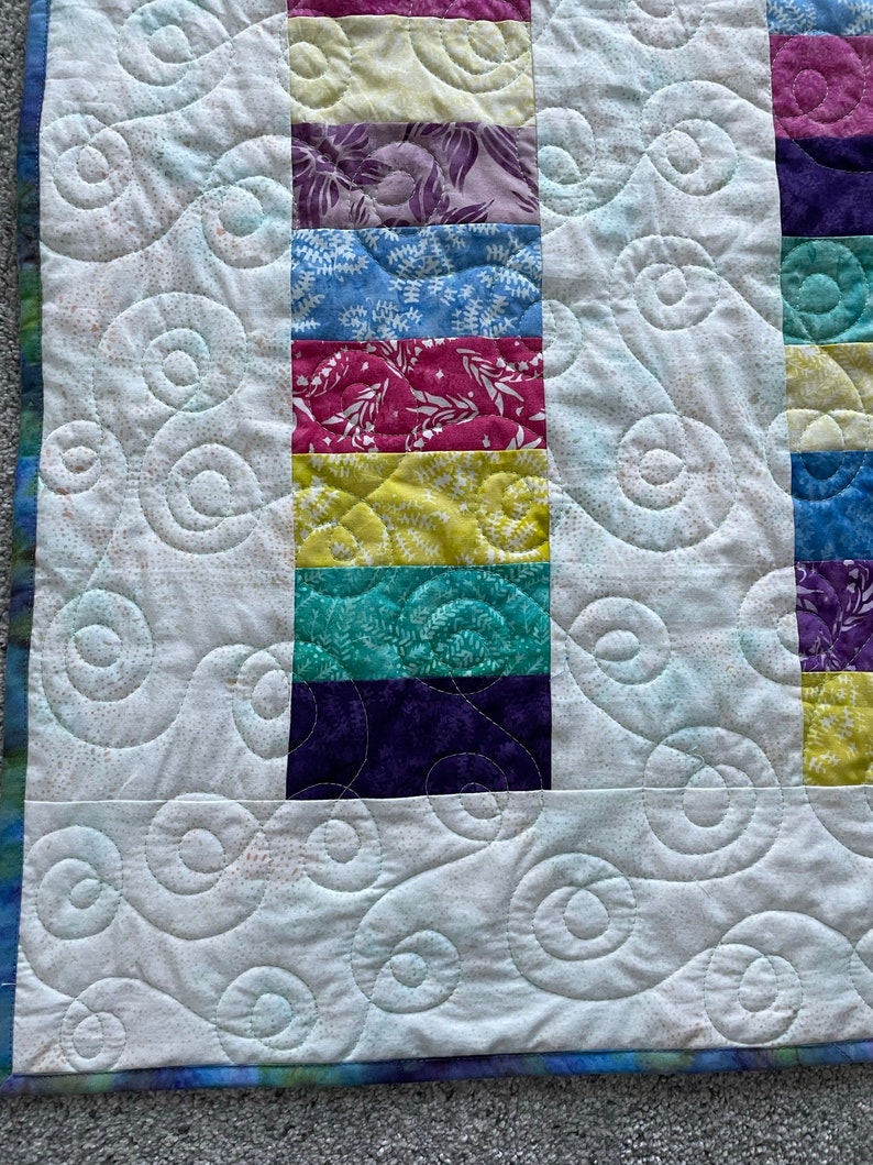 Stacked Coin Quilt Small Lap or baby size, Cotton fabric, handmade quilt for sale, 42 x 57 scrappy patchwork image 8