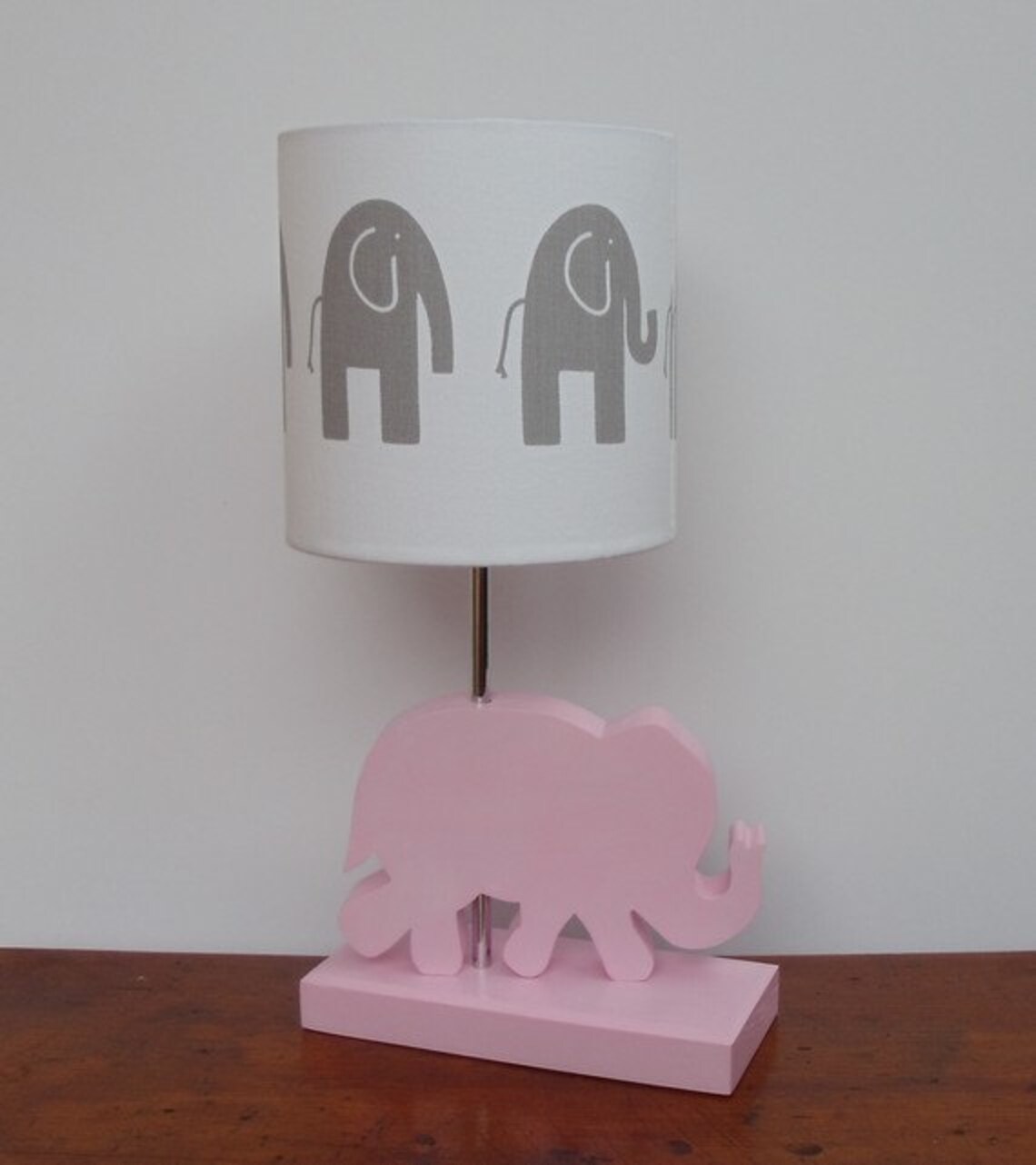 Small Handmade Elephant Drum Lamp Shade White With Grey Etsy