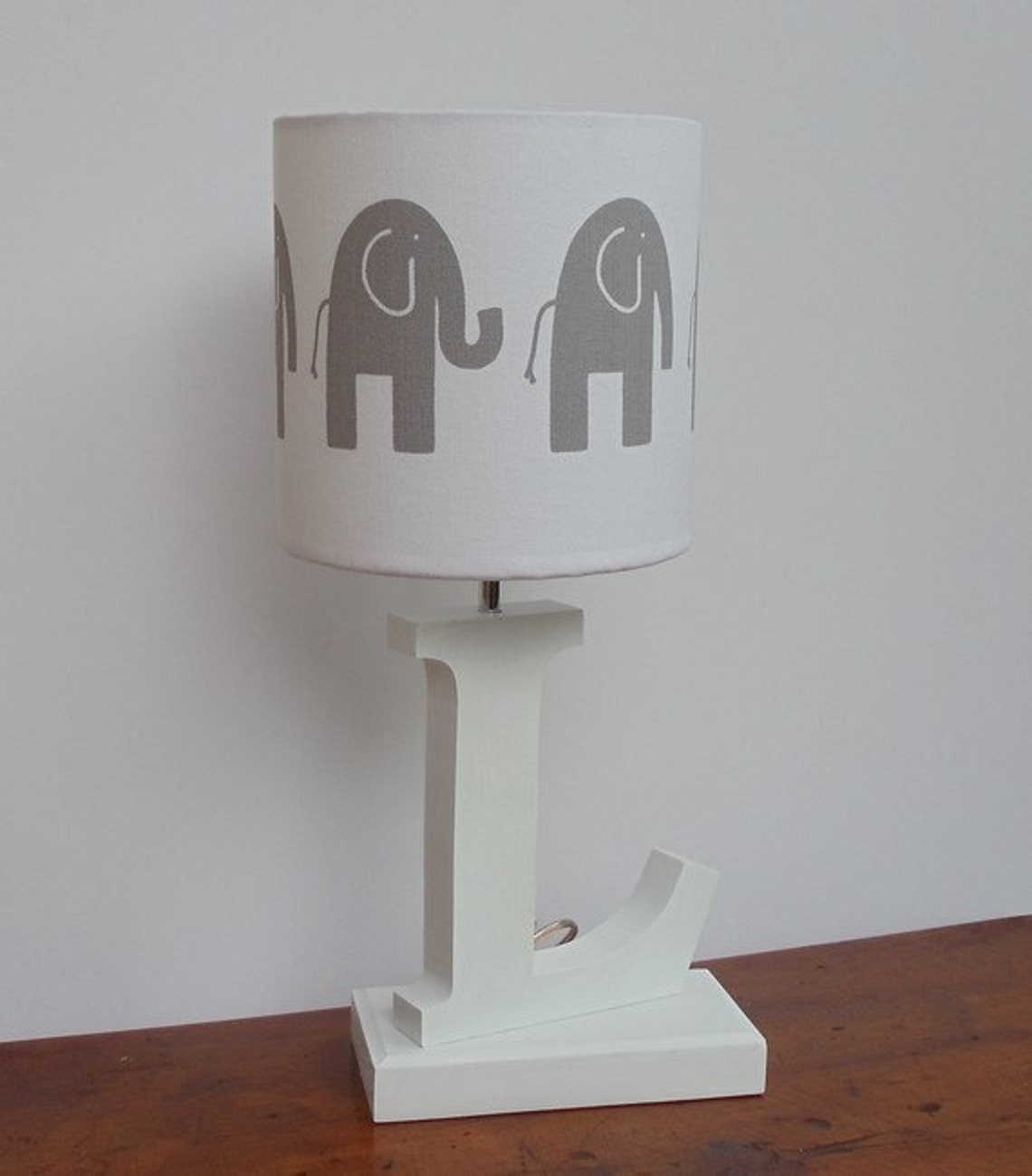 Small Handmade Elephant Drum Lamp Shade White with Grey Etsy
