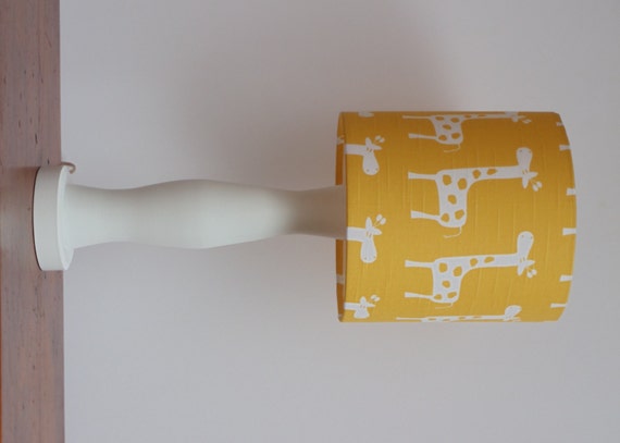 Small Giraffe Drum Lamp Shade Yellow With White Giraffes Small Giraffe Drum Lamp Shade Yellow, Giraffe Nursery Lamp
