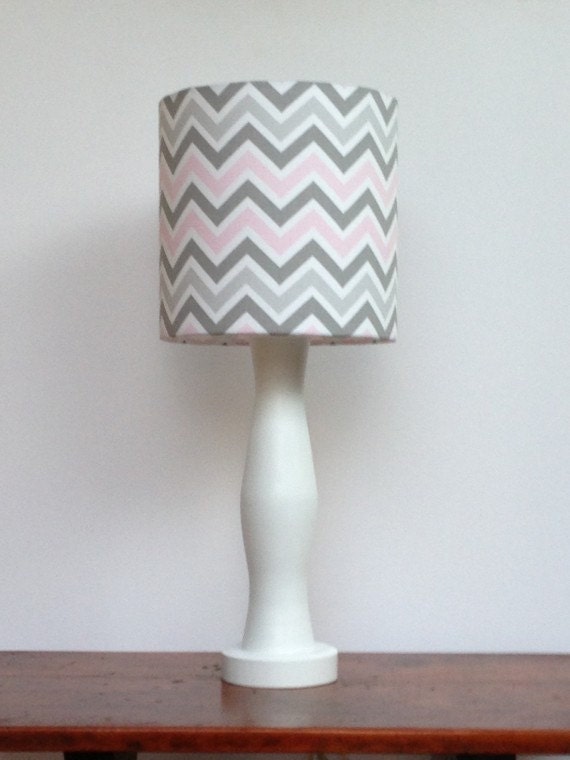 Medium Pink Grey White Chevron Drum Lamp Shade Nursery Or Medium Pink Grey White Chevron Drum, Pink Grey And White Lamp Shade