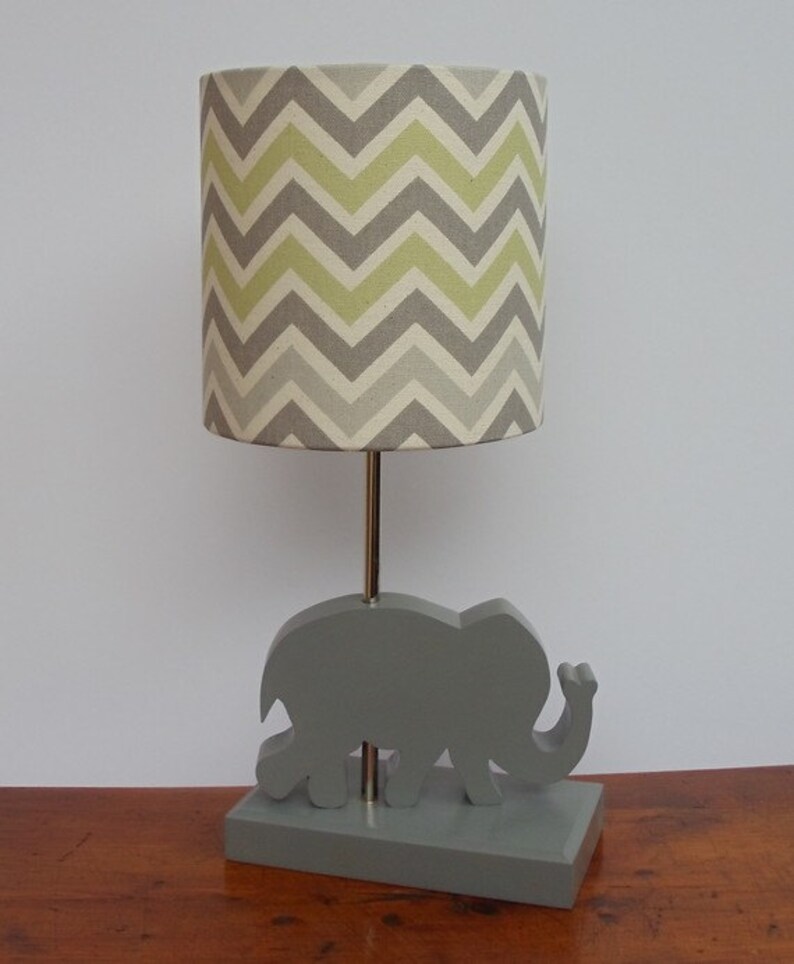 Handmade Grey Green White Chevron Drum Lamp Shade Great For Nursery Baby S Or Boy Room