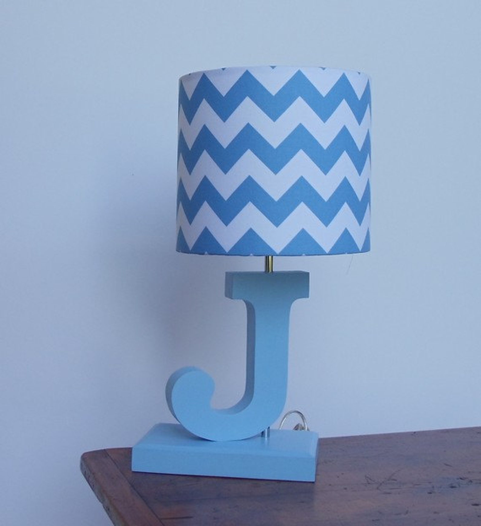 Handmade Small Blue/white Chevron Lamp Shade Nursery Etsy