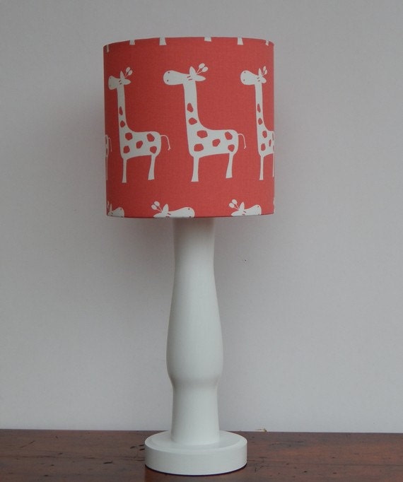 Small Giraffe Drum Lamp Shade C Red With White Giraffes Small Giraffe Drum Lamp Shade C Red