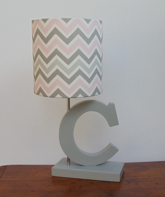 Small Pink Grey White Chevron Drum Lamp Shade Nursery Or Small Pink Grey White Chevron Drum Lamp, Pink Grey And White Lamp Shade