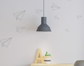 Wall sticker paper planes - 12 airplanes vinyl sticker - Child room decoration - theme aviation - wall art for child's bedroom