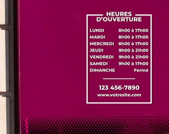 Custom Vinyl Decals for Business - Store Window Sticker Opening Hours - Custom Schedule Door Decal personalize for business - several sizes