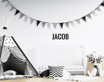 Wall sticker first name made of vinyle sticker with choice of colours and writing for nursery and baby&#39;s bedroom walls